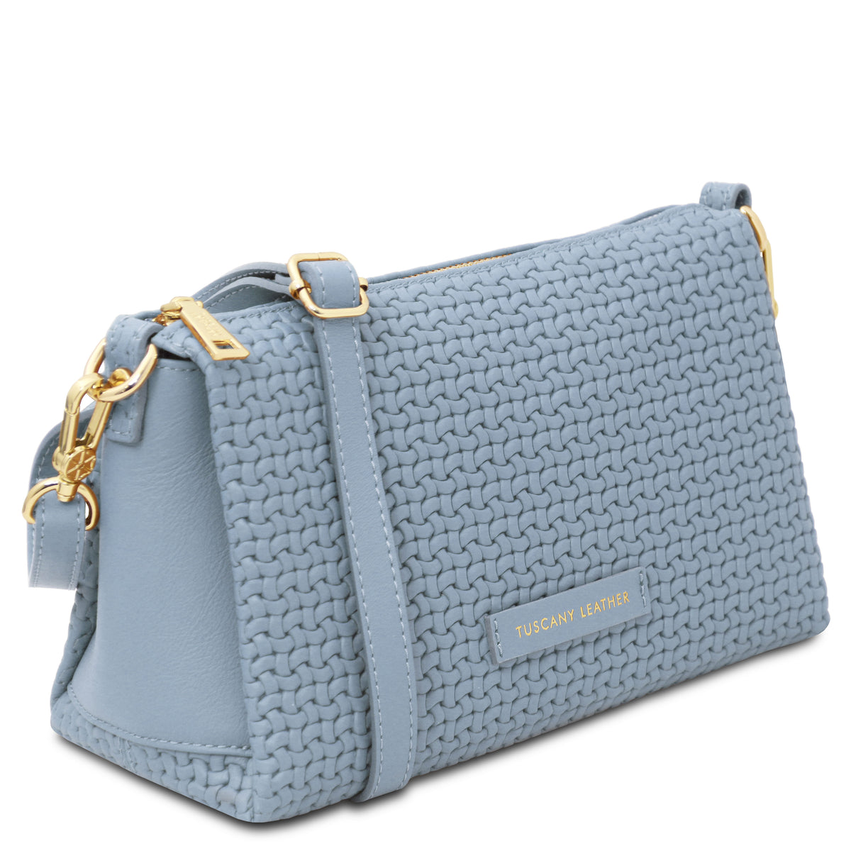 Dedalo Woven printed leather shoulder bag