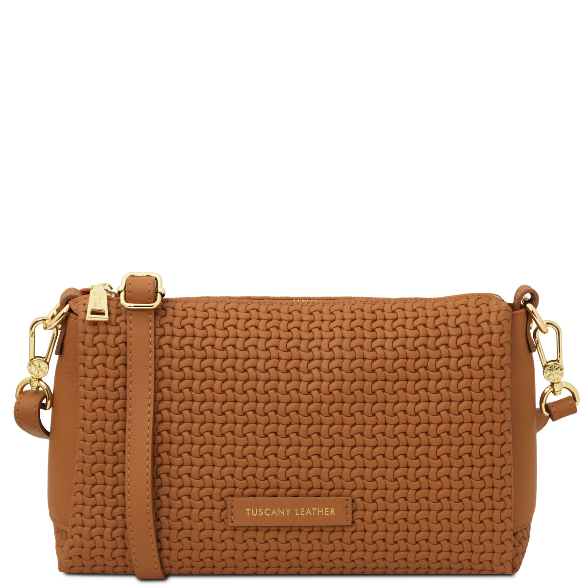 Dedalo Woven printed leather shoulder bag