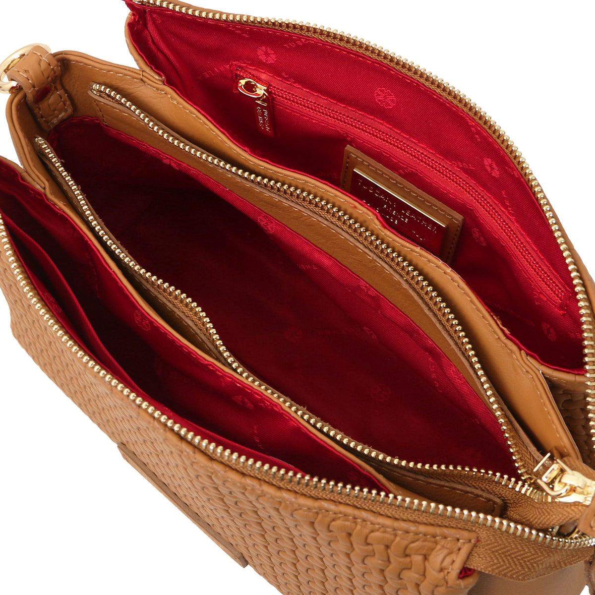 Dedalo Woven printed leather shoulder bag