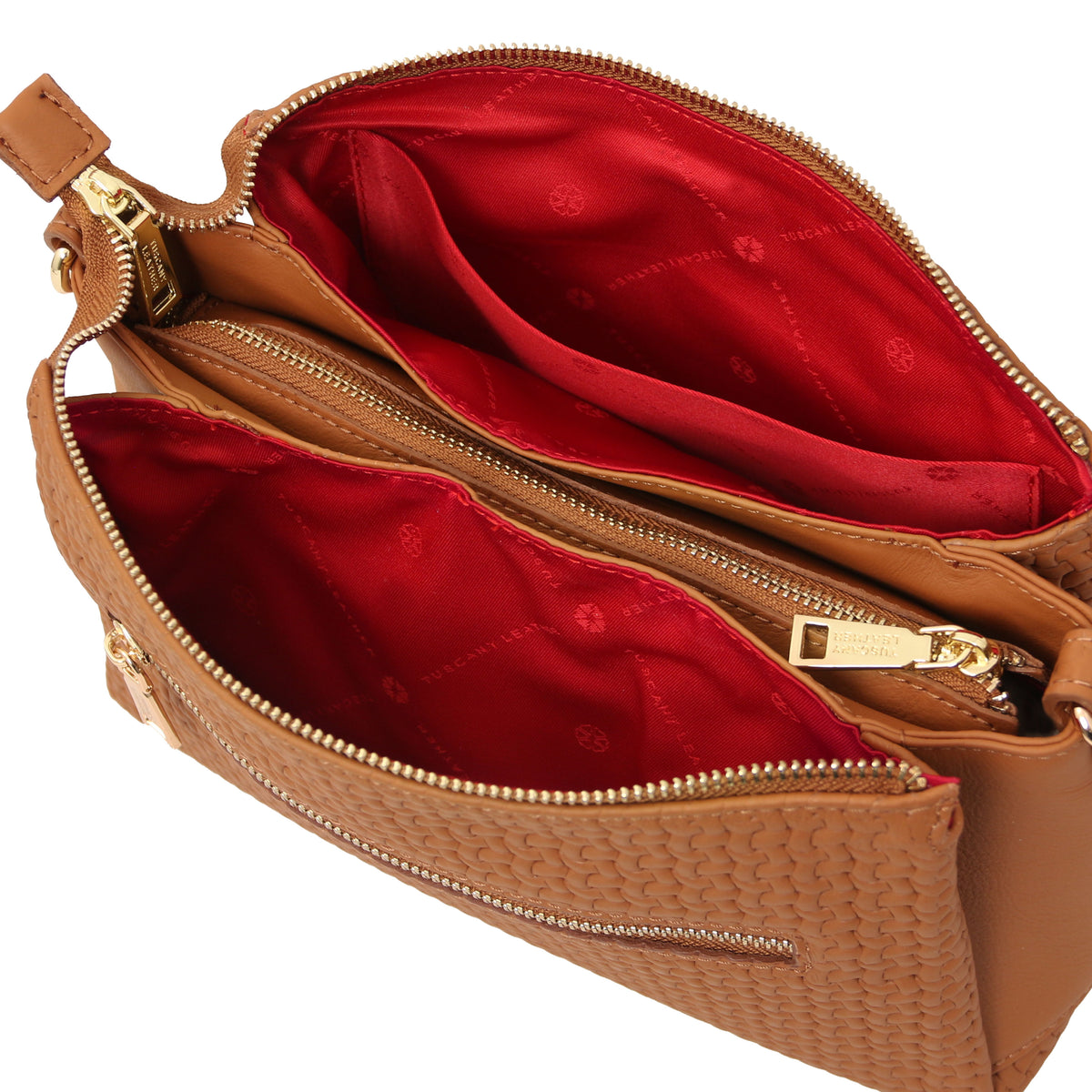 Dedalo Woven printed leather shoulder bag