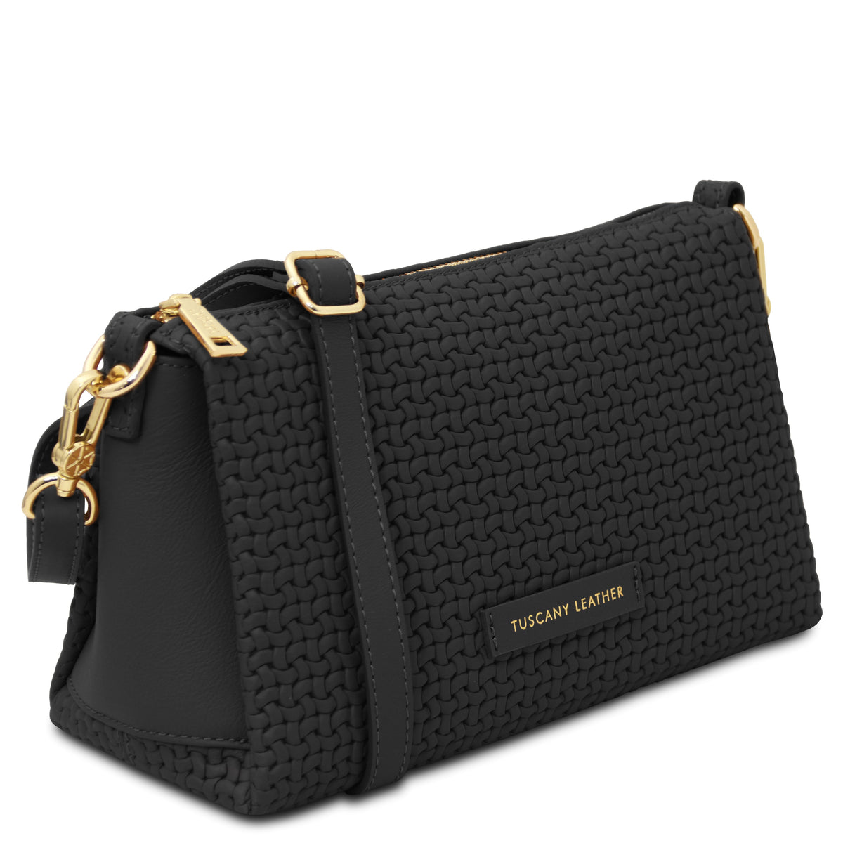 Dedalo Woven printed leather shoulder bag