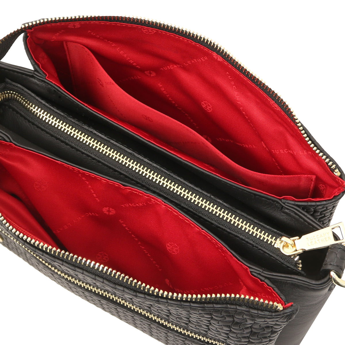 Dedalo Woven printed leather shoulder bag