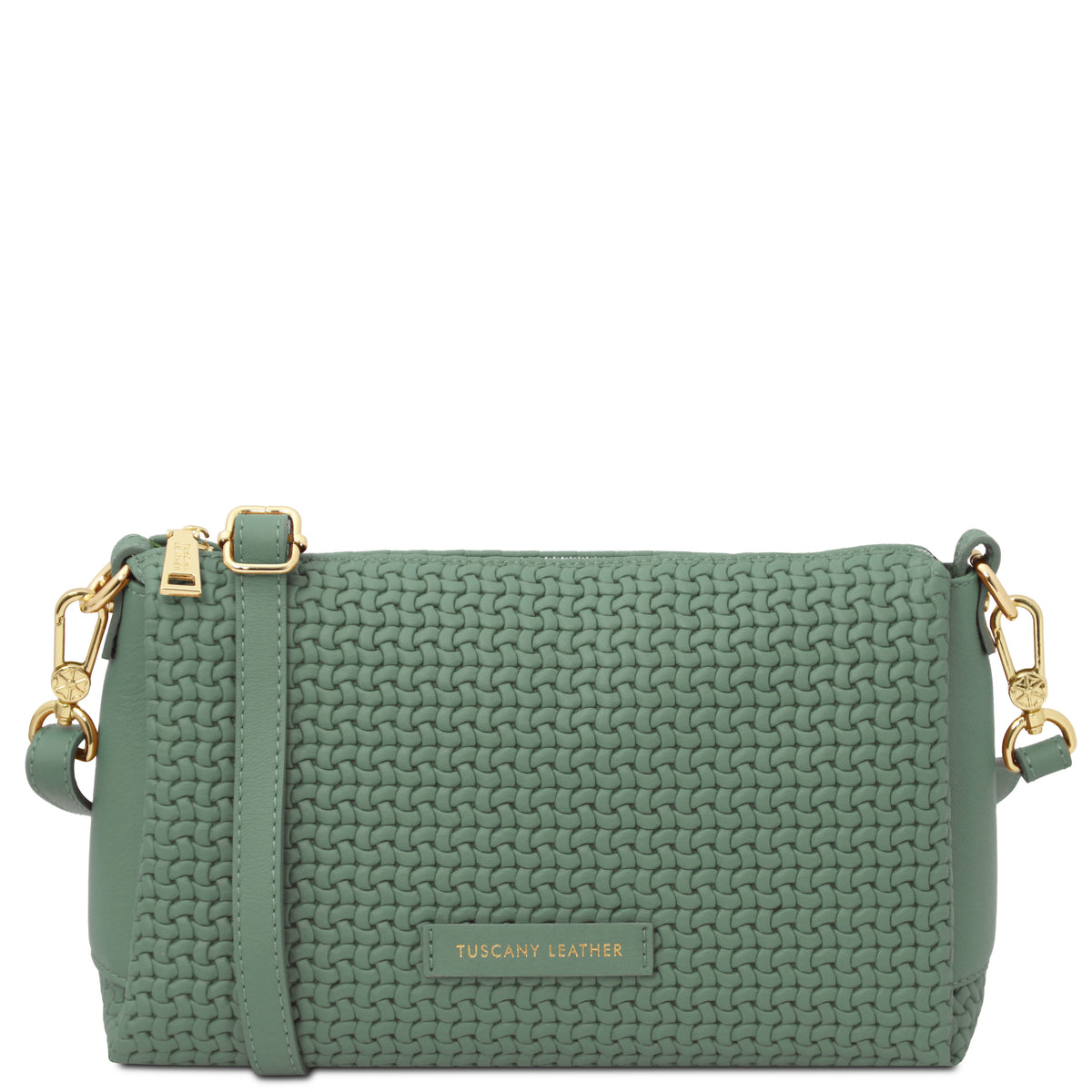 Dedalo Woven printed leather shoulder bag