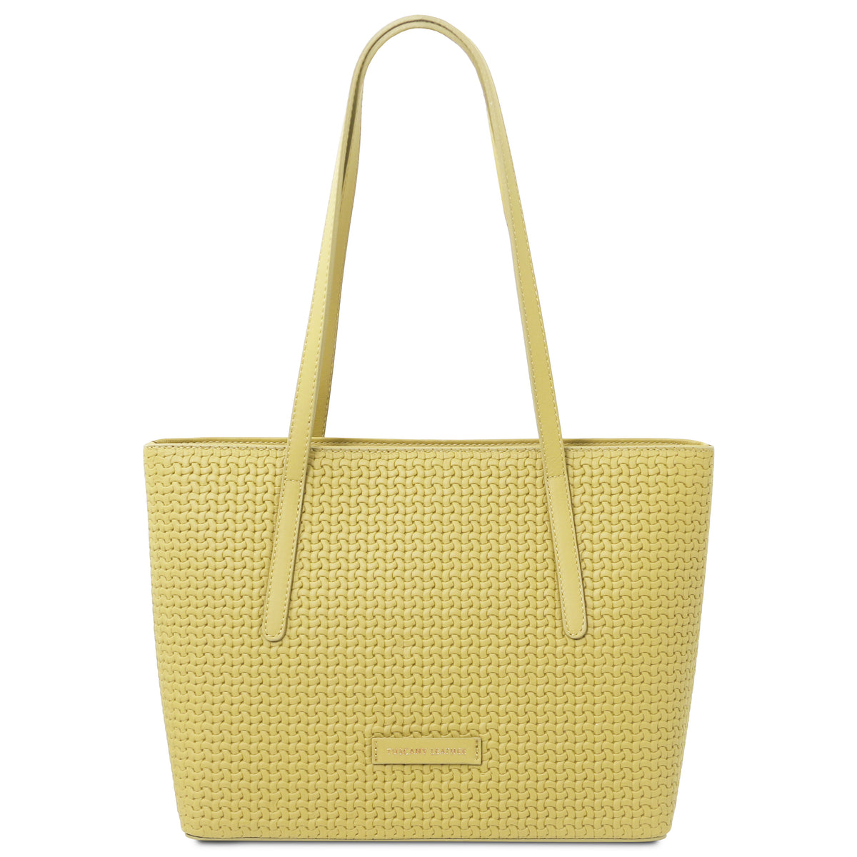 Dedalo Woven printed leather shopping bag